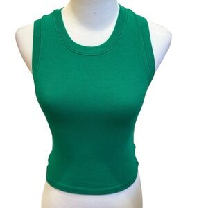 Zara Green Cropped Ribbed Tank Top M Festival Summer Beach